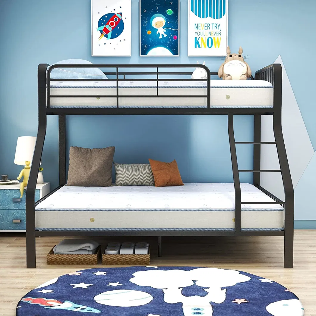 3 People Triple Metal Bunk Bed Twin Over Queen Metal Bunk Beds